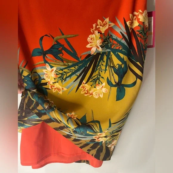 Vince Camuto Bright & Light Weight Border Print Pencil Skirt sz2 - Picture 3 of 12